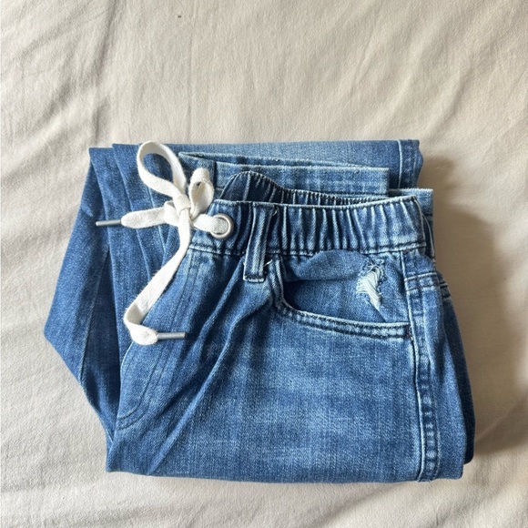 🆕AERIE EASY DENIM Drawstring + Elastic Waist Distressed Jeans Women’s XS 28x28 - Picture 5 of 5